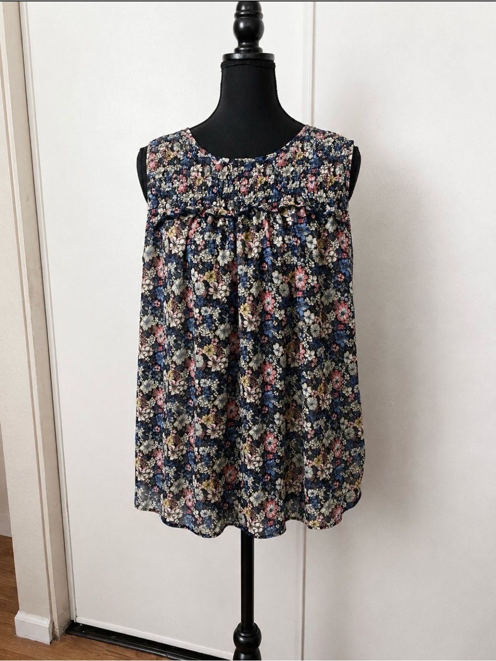 Westport Navy Floral Smocked Yoke Camisole